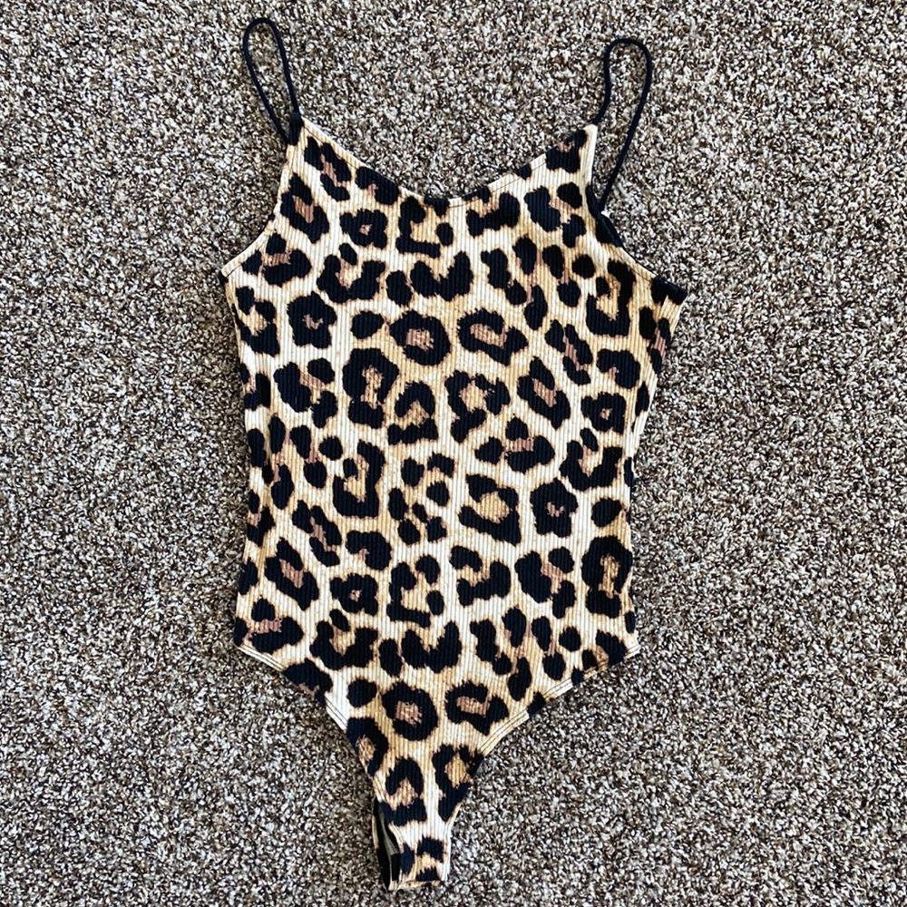 Leopard print thong ribbed bodysuit H&M